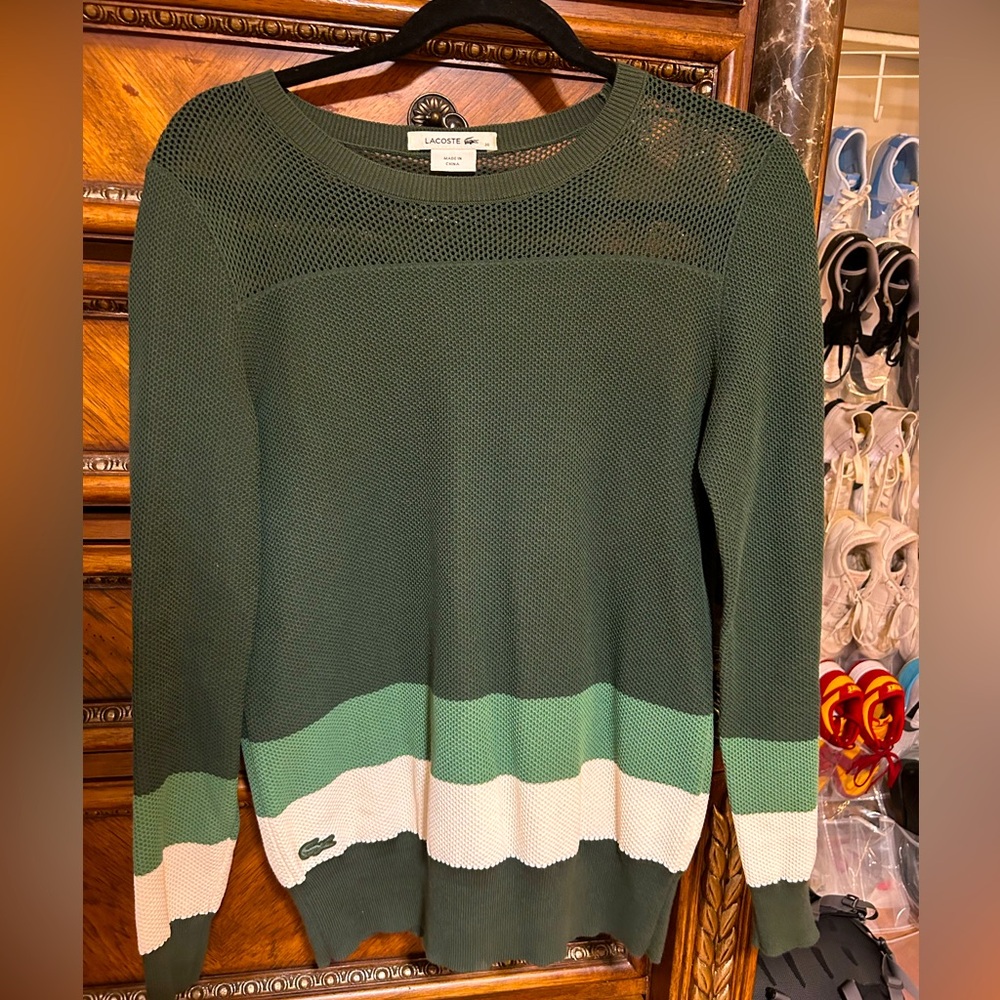 Women’s Lacoste Stripe Mesh Sweater